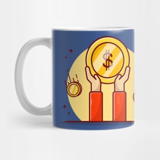 Hands With Money Bag And Gold Coin Mug